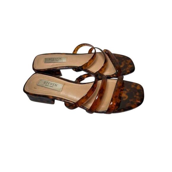 Steven New York Hades Sandal in Tortoise Slide Mini Heel Shoe Women's Size 5.5 - Picture 3 of 13
